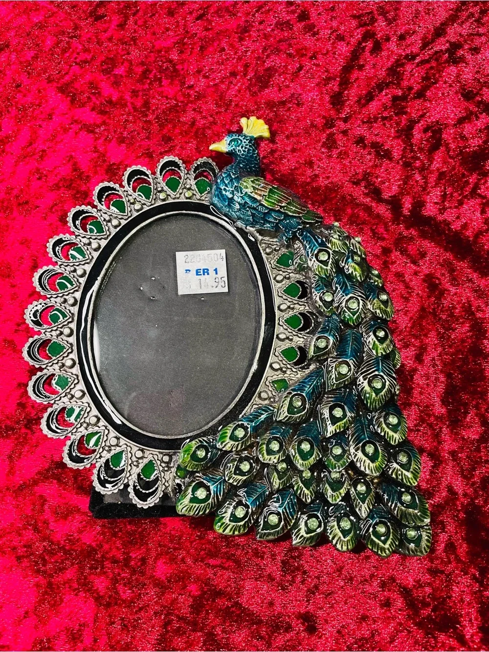 Vintage NWT Pier 1 Peacock Picture Frame and Peacock Brooch- Blue Green